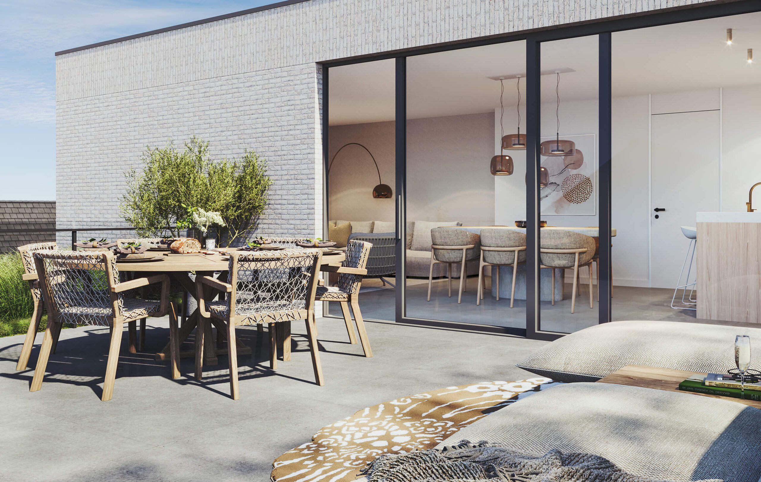 Zicht op een terras van Residentie Jena-Lou
